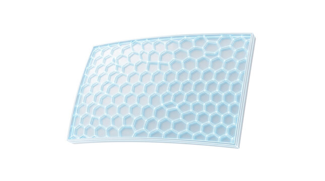 Orthopedic cooling gel pillow with honeycomb texture, ergonomic memory foam bed pillow, breathable blue silicone mesh cushion for sleep