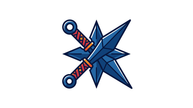 Ninja shuriken and crossed kunai knives weapon icon