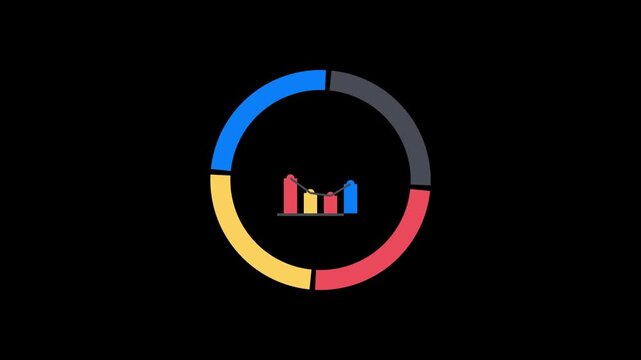 Animated bar chart and circular progress infographic for business data analysis animation