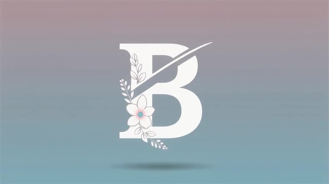 elegant letter b logo reveal with floral design animation