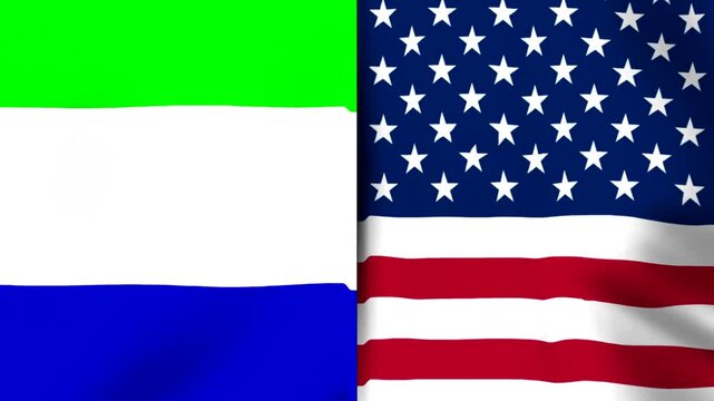 National flags of Sierra Leone and the United States of America flying together side by side