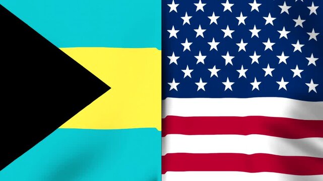 National flags of the bahamas and the united states displayed side by side as a textured fabric design