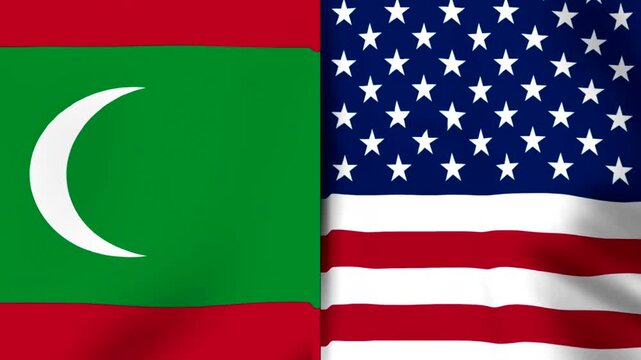 National flags of the republic of maldives and the united states of america side by side