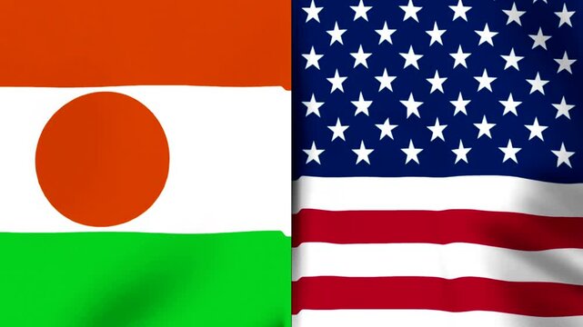 National flags of the Republic of Niger and the United States of America side by side