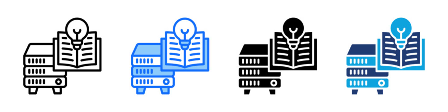 Knowledge Base Icon Set Multi Style Vector Illustration