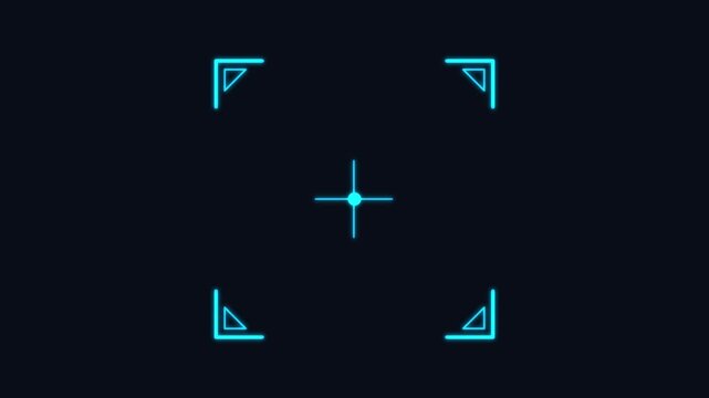 Minimal crosshair HUD animation element featuring a simple blue geometric target reticle for clean sci-fi UI overlays