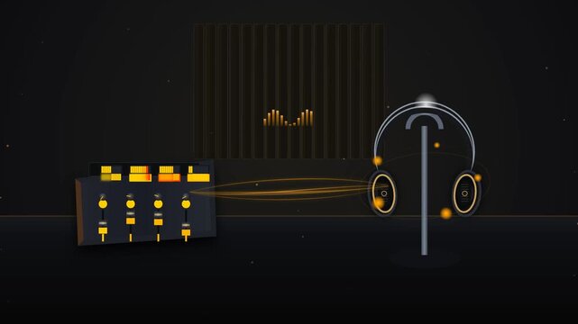 Audio Mixing Console and Headphones Motion Graphics