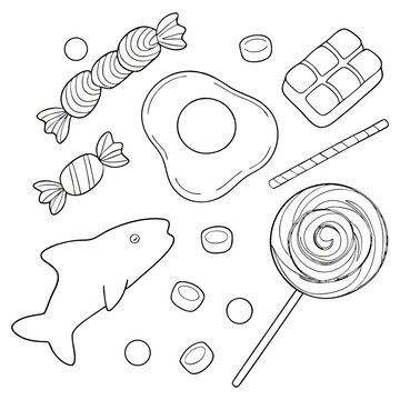 Decorative line collection of animals, and symbols