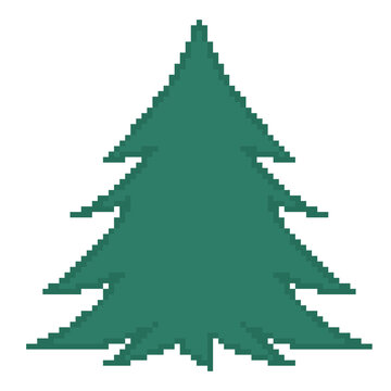 Pine tree pixel art green fir nature winter forest