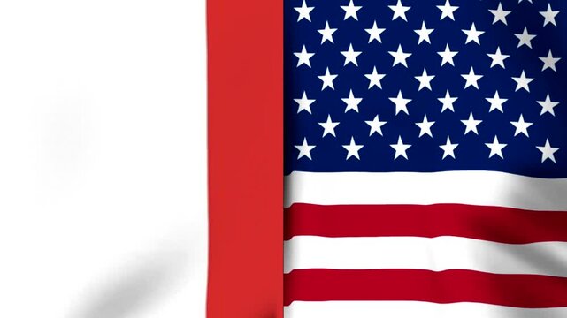 Waving flag of the United States of America with empty copy space on a clean white background