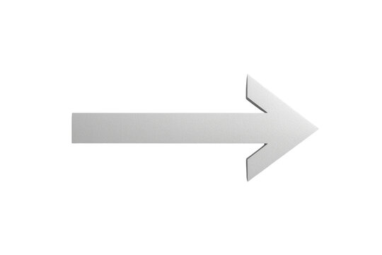 Metallic silver right arrow with beveled pointed head