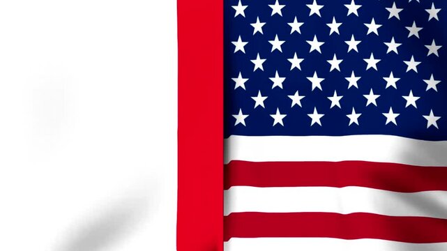 Waving flag of the United States of America with empty white space for custom text
