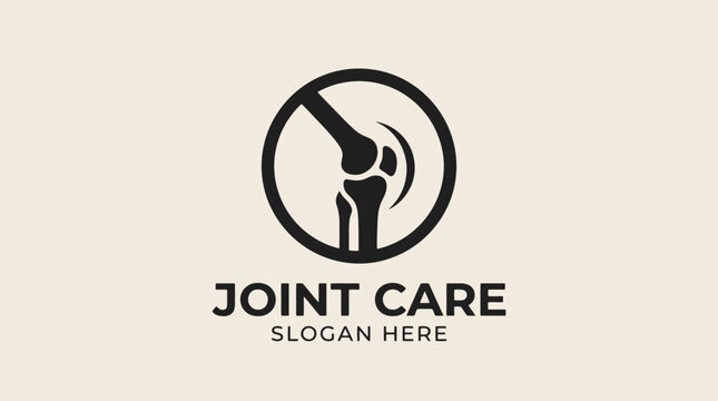 Knee joint care logo symbol for medical clinic or health service.
