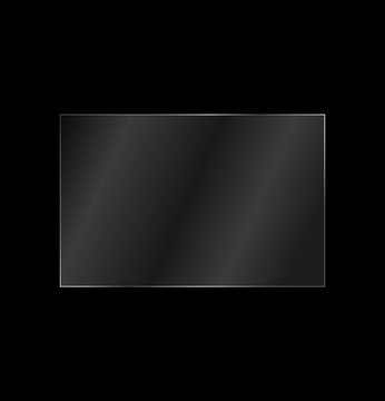 Transparent glossy glass reflection with soft diagonal glare. Realistic shiny acrylic plastic panel texture. See-through reflective window and screen light overlay glare PNG for design mockups.