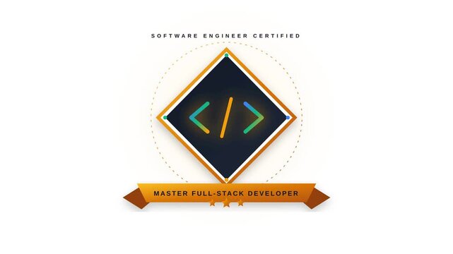 Software Engineer Certified Master Full Stack Developer Award Badge Concept Animation Graphic