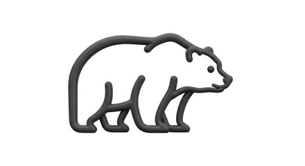Fototapeta premium Black bear outline illustration side view.