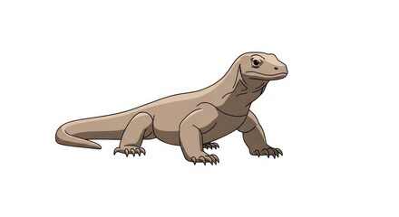 Fototapeta premium Brown lizard standing on white background.