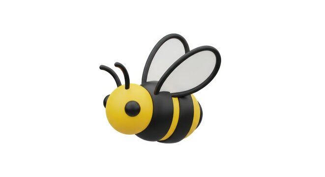 Cartoon bee flying in air.