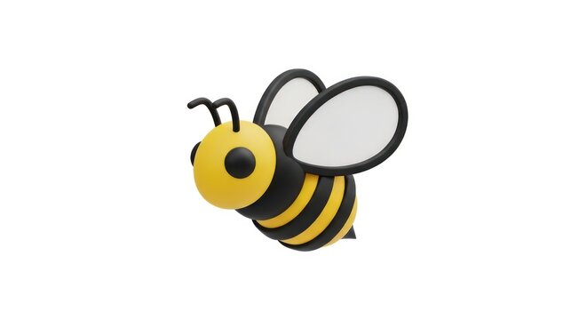 Cartoon bee flying in air.