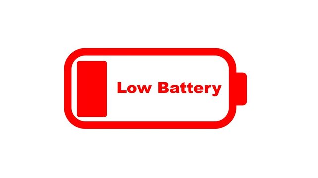 Minimalist Red Low Battery Icon Animation Flat Power Warning Loop Motion Graphic