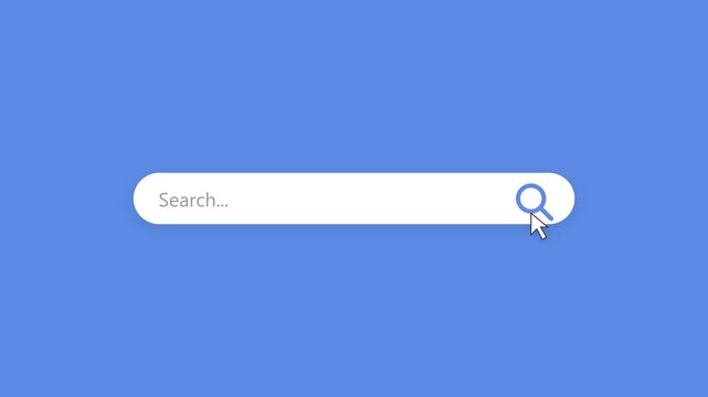 Minimalist White Web Search Bar on Blue Background 4K Motion Graphic Loop