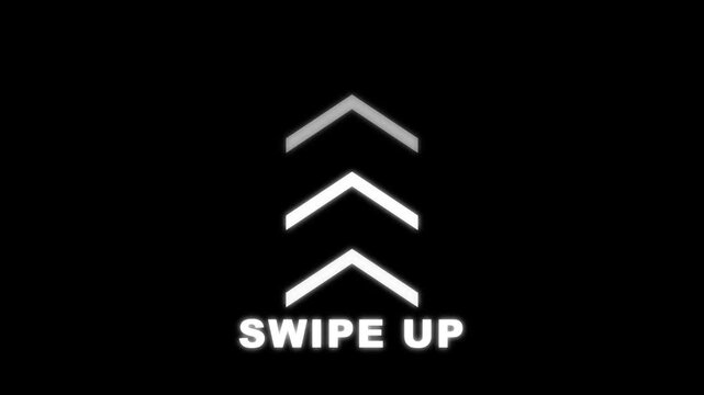 Glowing White Swipe Up Arrow Animation Loop on Black Background