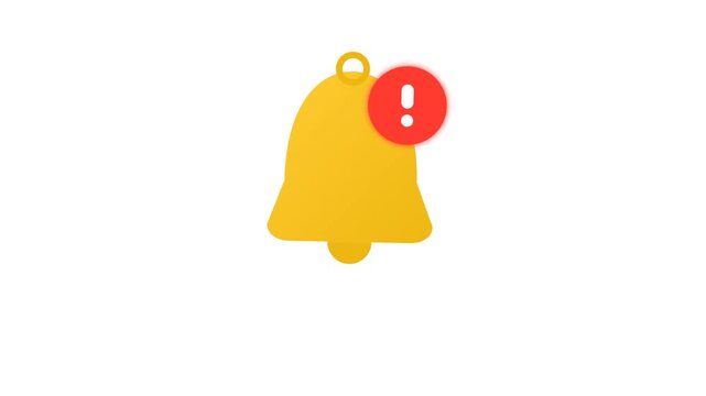 Yellow Notification Bell with Red Alert Badge Minimalist Flat Design Animation Loop
