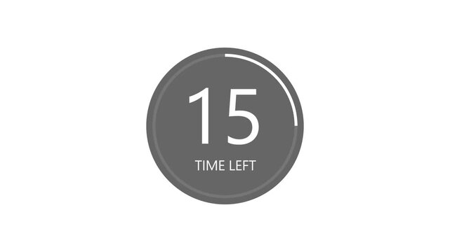 20 second countdown timer grey circle animation on white 