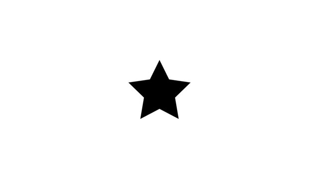 Animated black star icon with pulsing burst effect and smooth zoom motion on white background alpha channel isolated element.