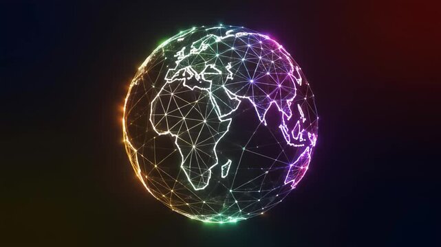 Futuristic corporate globe made of interconnected lines background animation