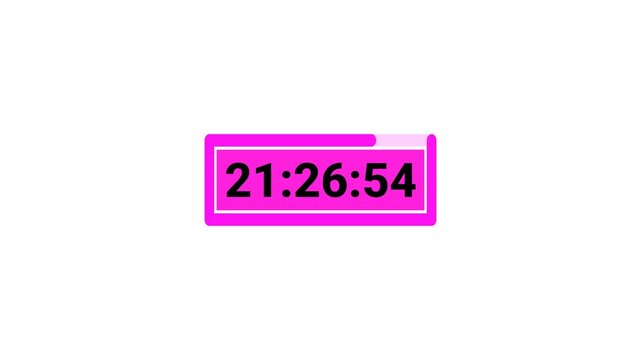 24 hours countdown timer animation, one day countdown timer in 1 minute, 24 hours countdown animation in 60 sec on transparent background in 4k with alpha channel.