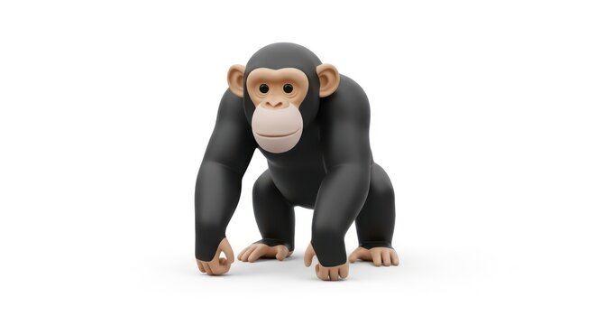 Chimpanzee in crouching position ready.
