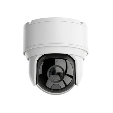White dome security camera on stand