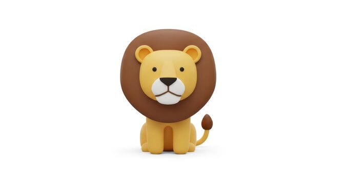 Cute cartoon lion sitting down.
