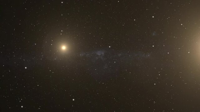 Star Field with Bright Stars and Subtle Cosmic Nebula Clouds