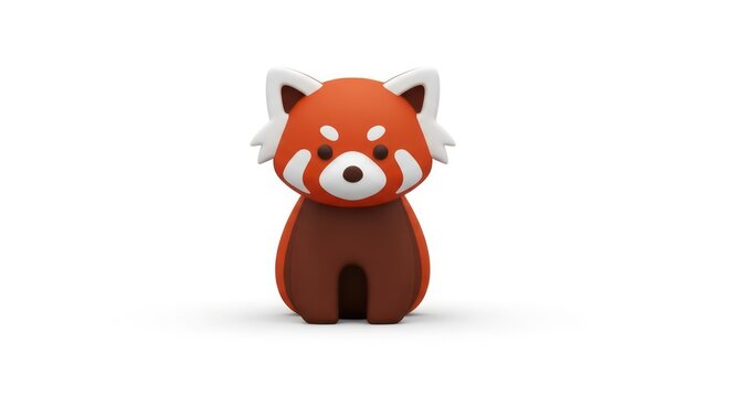 Cute red panda toy isolated white.