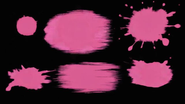 Pink Paint Splatter and Brush Stroke Animation Elements