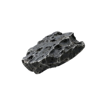 Single Dark Grey Textured Asteroid Space Rock Fragment