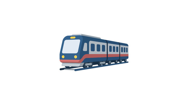 Modern Electric Train Isolated on White Background, Public Transport Icon
