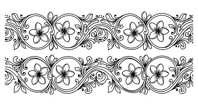Traditional Sri Lankan Liya Wel Border Patterns; Minimalist Vining Motif Vector Se