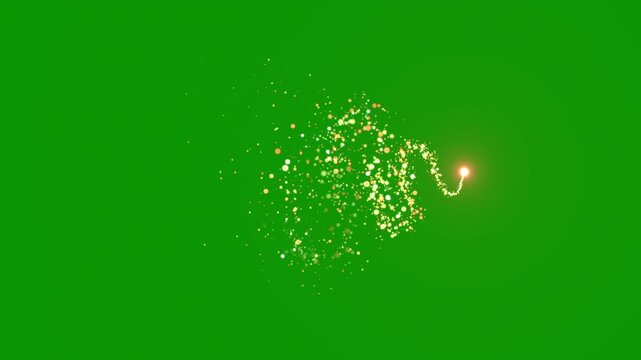 Golden glitter comet shooting star trail with sparkling tail streak, magic swirl light flare on black night background, brilliant motion graphics element, seamless loop animation 4K
