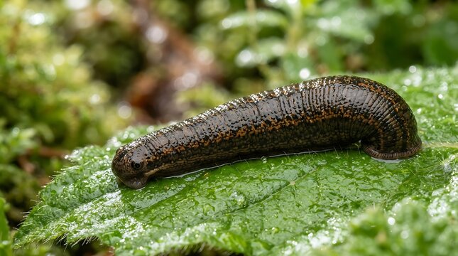 macro of a leech