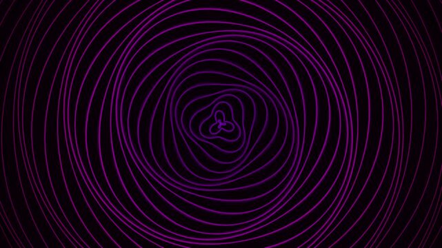 Abstract purple hypnotic spiral pattern rotating continuously in dark digital space creating mesmerizing visual rhythm for motion graphics background animation.