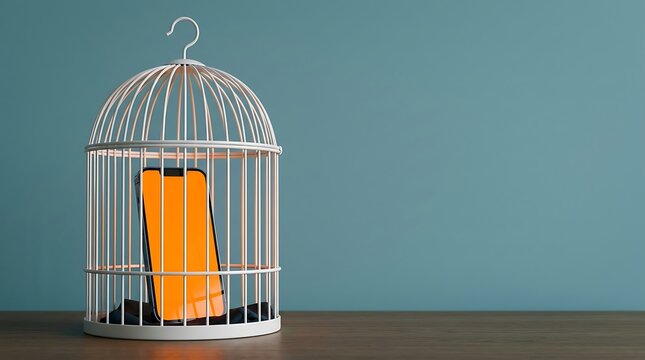 Empty birdcage with open door symbolizing freedom and new beginnings in soft light