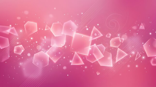 Pink virus particles spreading on gradient background for medical research and health concepts