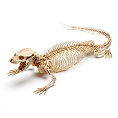 Obraz premium Anatomical Skeleton Of A Small Lizard Isolated On A Pure White Background