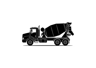 Fototapeta premium Cement mixer truck side view silhouette
