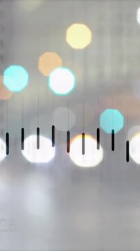 Animation of financial data processing over cityscape