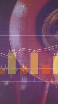 Animation of financial data processing over light bulb