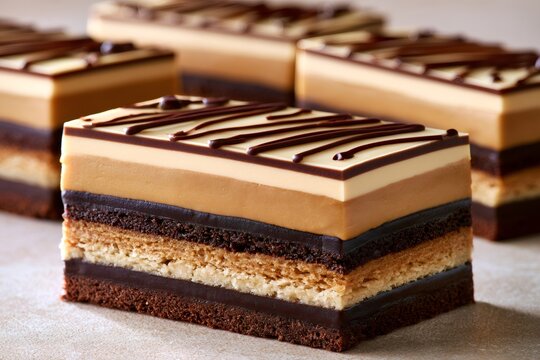 Opera cake layers creating a tempting dessert